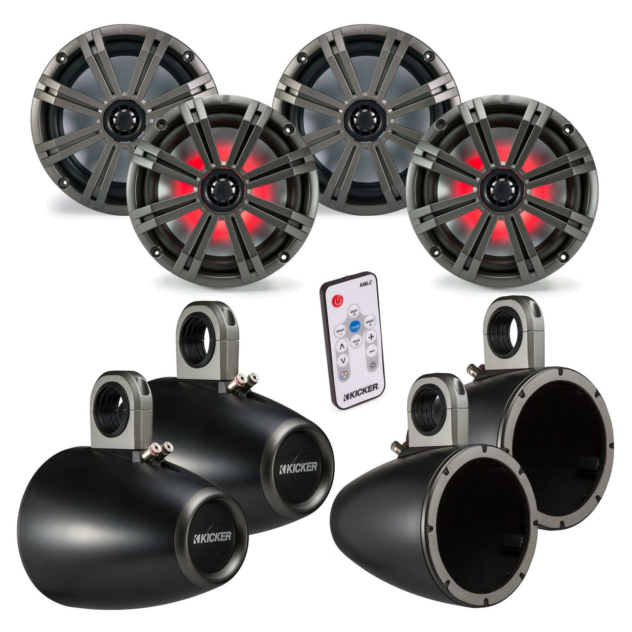 Kicker 8 Inch Marine Wake Tower Bundle 4 8